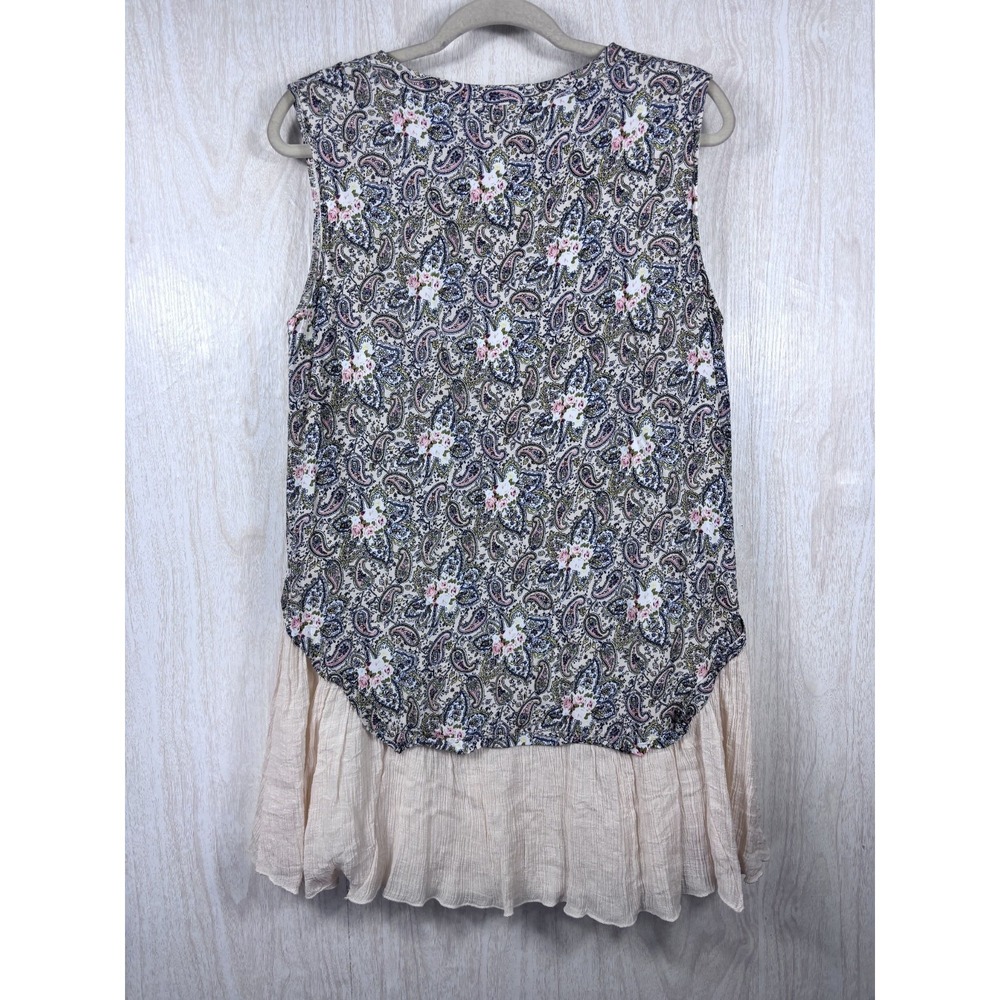 Paisley Vine Tunic Dress Womens L Boho Paisley Drop Waist Cottagecore Festival - Picture 3 of 6